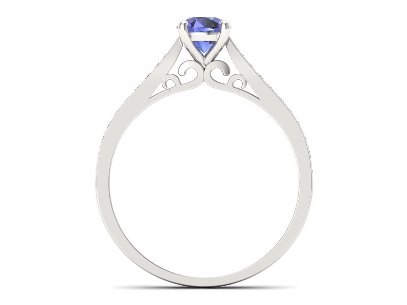 Pierścionek z tanzanitem białe złoto i brylantami - p16637bt - 2