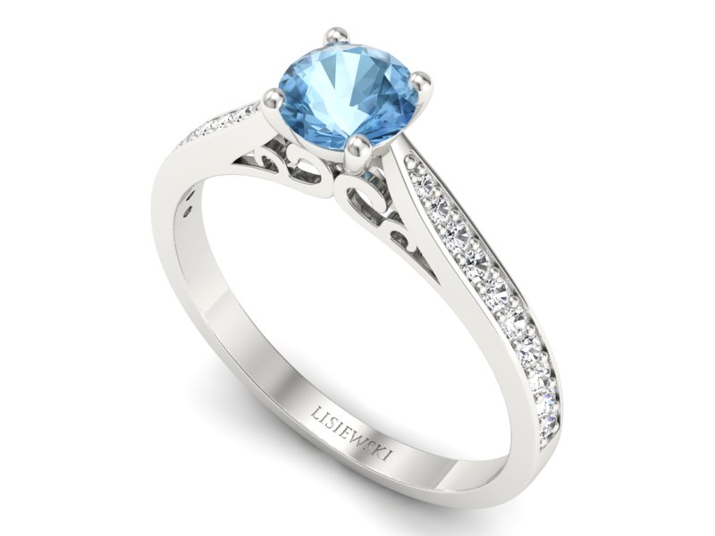 Pierścionek z topazem i brylantami białe złoto - p16637btp - 3