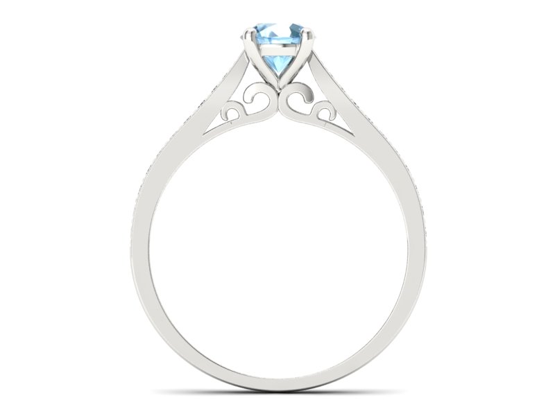 Pierścionek z topazem i brylantami białe złoto - p16637btp - 2