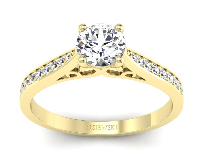 Złoty pierścionek z brylantami żółte złoto - p16637z - 1