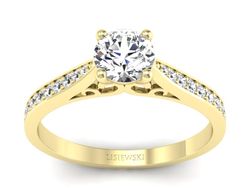 Złoty pierścionek z brylantami żółte złoto - p16637z