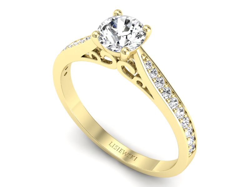 Złoty pierścionek z brylantami żółte złoto - p16637z - 3