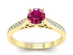 Pierścionek z rubinem i brylantami - p16637zr