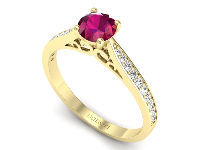 Pierścionek z rubinem i brylantami - p16637zr - 3