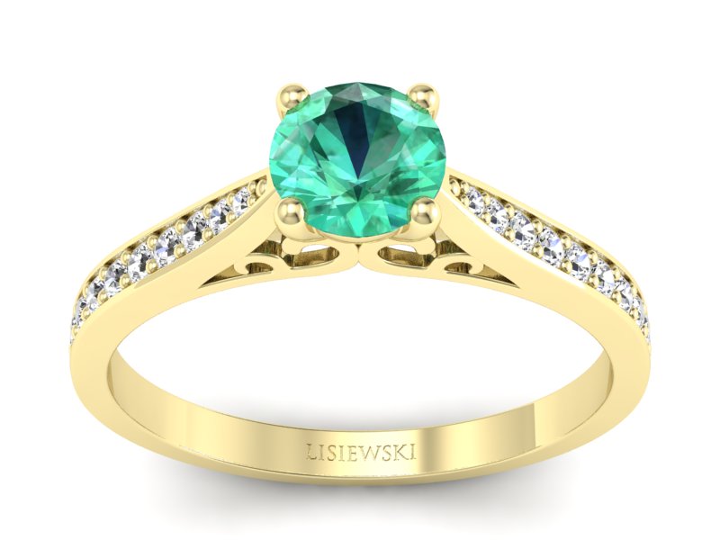 Pierścionek ze szmaragdem i brylantami - p16637zsm - 1