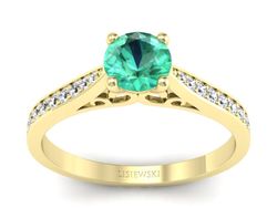 Pierścionek ze szmaragdem i brylantami - p16637zsm