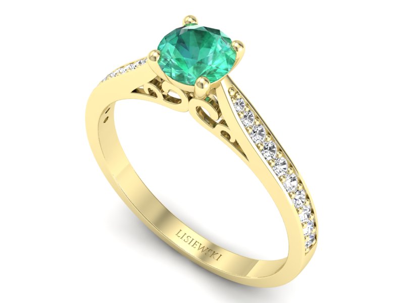 Pierścionek ze szmaragdem i brylantami - p16637zsm - 3