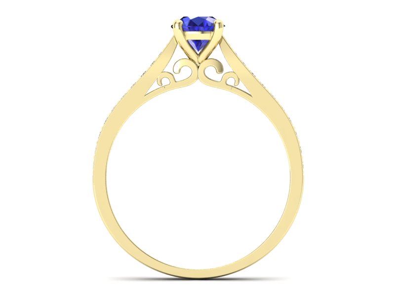 Złoty pierścionek z szafirem i brylantami - p16637zszc - 2