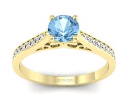 Złoty pierścionek z topazem i brylantami - p16637ztp