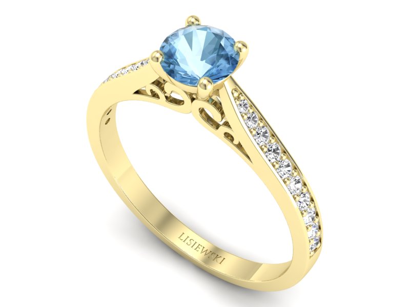 Złoty pierścionek z topazem i brylantami - p16637ztp - 3