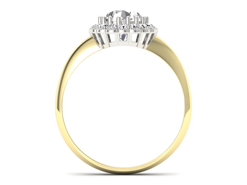 Pierścionek z diamentami żółte i białe złoto - p16639zb - 2