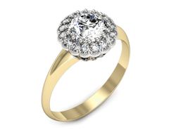 Pierścionek z diamentami żółte i białe złoto 585 - p16639zb
