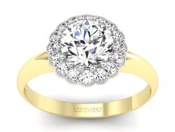 Pierścionek z diamentami żółte i białe złoto - p16639zb