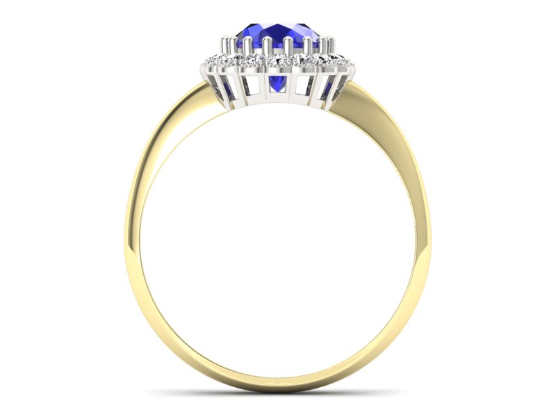 Złoty pierścionek z szafirem i diamentami - p16639zbszc - 2