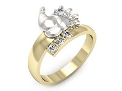 Pierścionek z diamentami żółte i białe złoto 585 - p16643zb