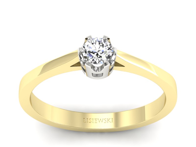 Pierścionek z diamentem żółte i białe złoto - p16648zb - 1