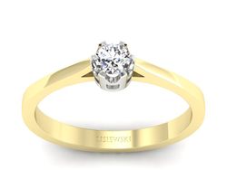 Pierścionek z diamentem żółte i białe złoto - p16648zb