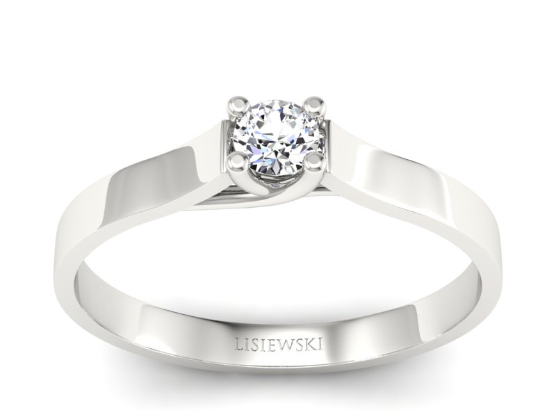 Złoty pierścionek z brylantem białe złoto - p16652b - 1