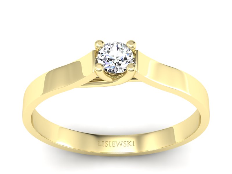 Złoty pierścionek z brylantem żółte złoto - p16652z - 1