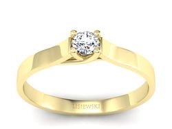 Złoty pierścionek z brylantem żółte złoto - p16652z