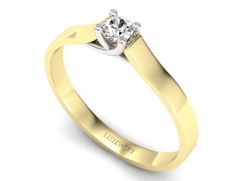 Pierścionek z diamentem żółte i białe złoto - p16652zb - 3