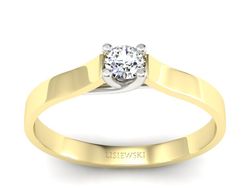 Pierścionek z diamentem żółte i białe złoto - p16652zb