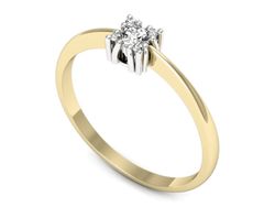 Pierścionek z diamentem żółte i białe złoto 585 - p16655zb