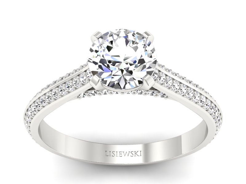 Złoty Pierścionek z brylantami białe złoto 585 - p16657b - 1