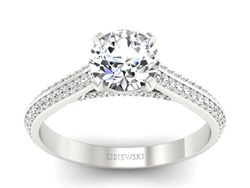 Złoty Pierścionek z brylantami białe złoto 585 - p16657b