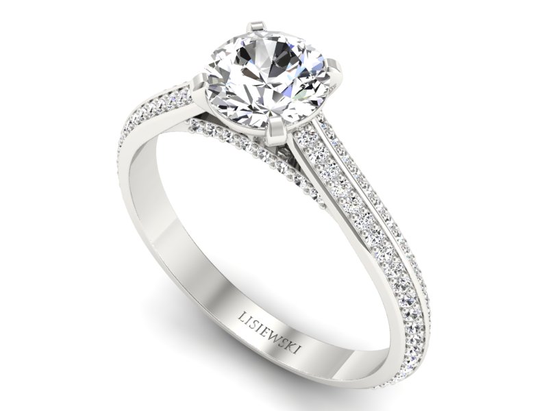 Złoty Pierścionek z brylantami białe złoto 585 - p16657b - 3