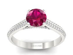 Złoty Pierścionek z rubinem i brylantami - p16657br