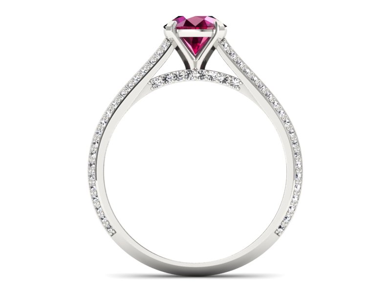 Złoty Pierścionek z rubinem i brylantami - p16657br - 2