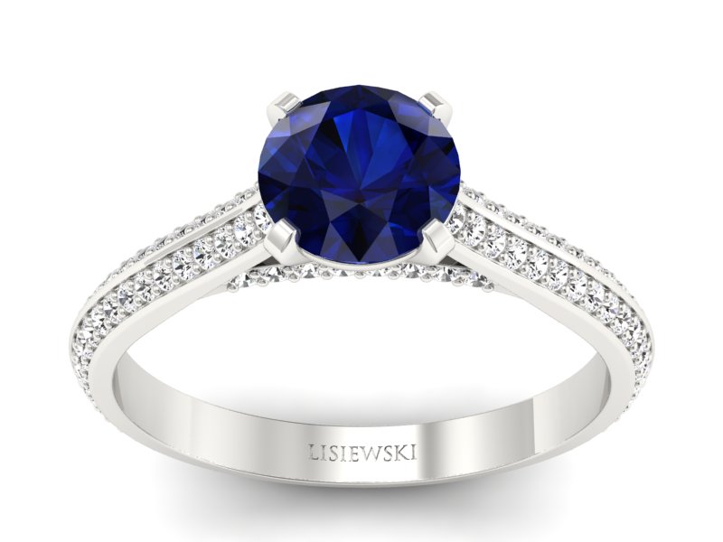 Pierścionek z szafirem i brylantami złoto 585 - p16657bsz - 1