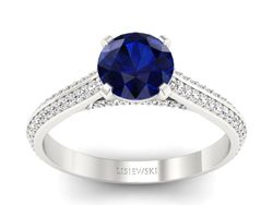 Pierścionek z szafirem i brylantami złoto 585 - p16657bsz
