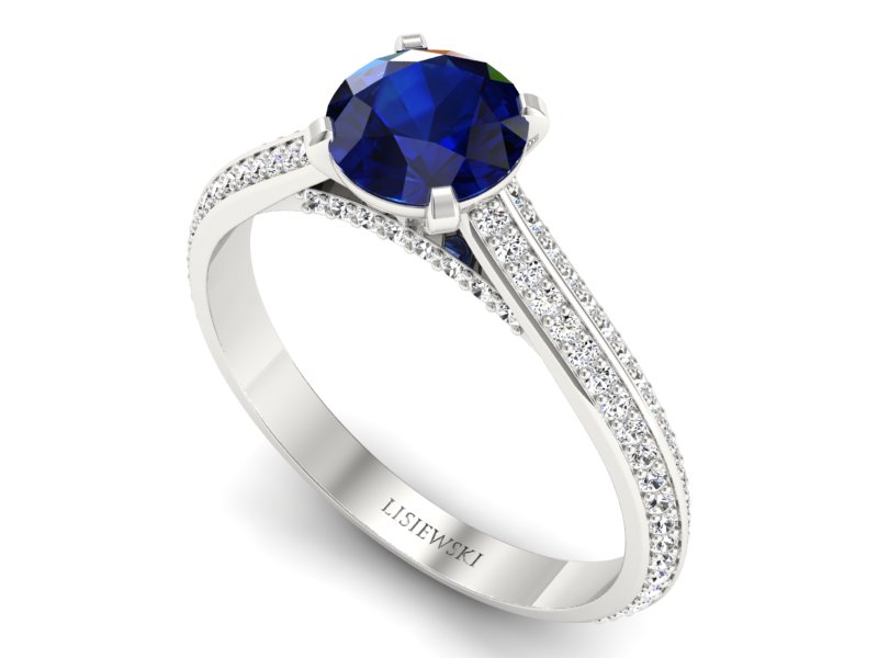 Pierścionek z szafirem i brylantami złoto 585 - p16657bsz - 3