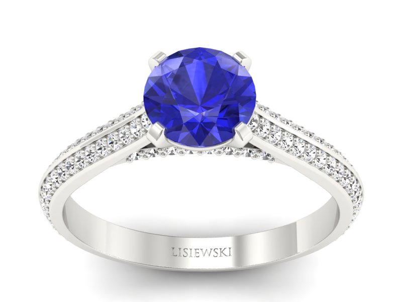 Pierścionek z szafirem i brylantami złoto 585 - p16657bszc - 1