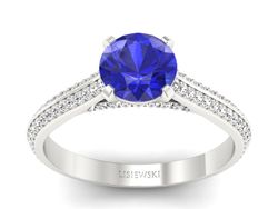 Pierścionek z szafirem i brylantami złoto 585 - p16657bszc