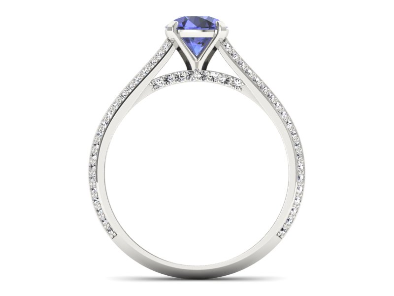 Złoty pierścionek z tanzanitem i brylantami - p16657bt - 2