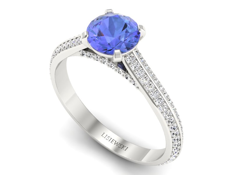 Złoty pierścionek z tanzanitem i brylantami - p16657bt - 3