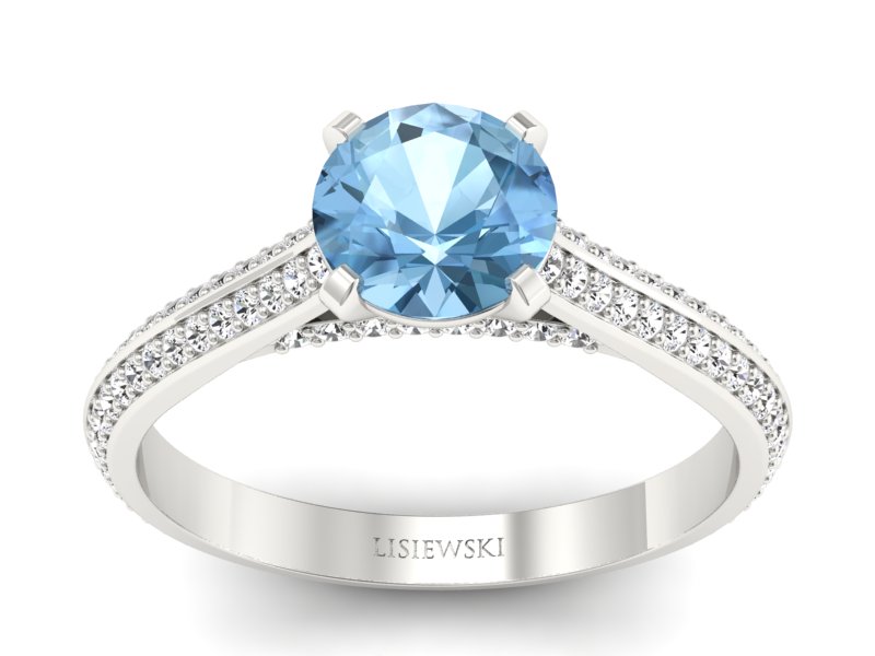 Złoty pierścionek z topazem i brylantami - p16657btp - 1