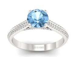 Złoty pierścionek z topazem i brylantami - p16657btp