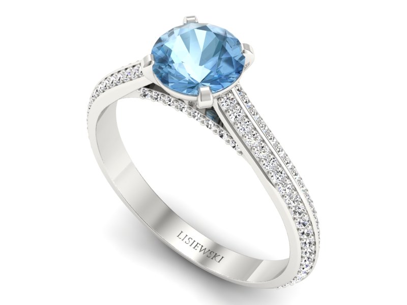 Złoty pierścionek z topazem i brylantami - p16657btp - 3