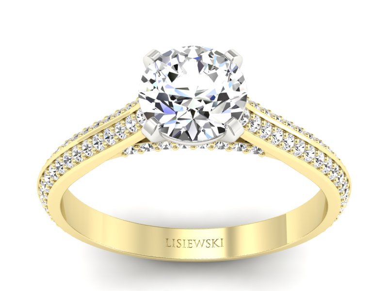 Pierścionek z diamentami żółte i białe złoto 585 - p16657zb - 1
