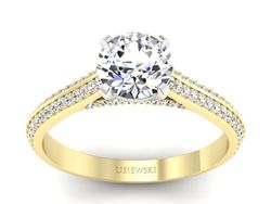 Pierścionek z diamentami żółte i białe złoto 585 - p16657zb