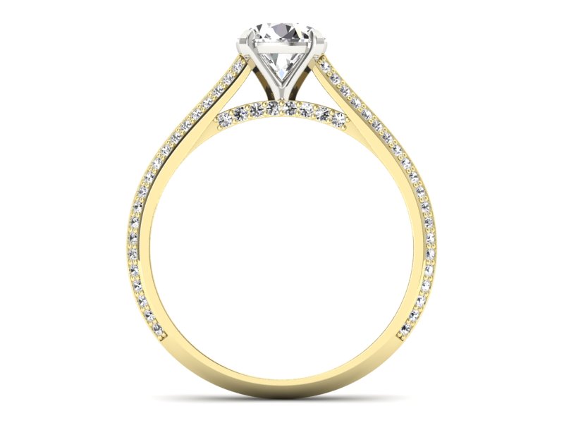 Pierścionek z diamentami żółte i białe złoto 585 - p16657zb - 2