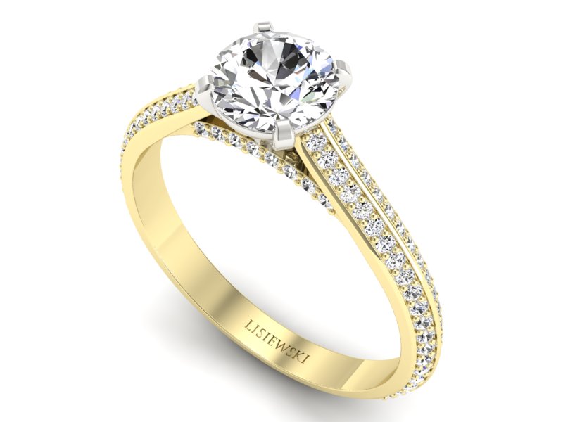 Pierścionek z diamentami żółte i białe złoto 585 - p16657zb - 3