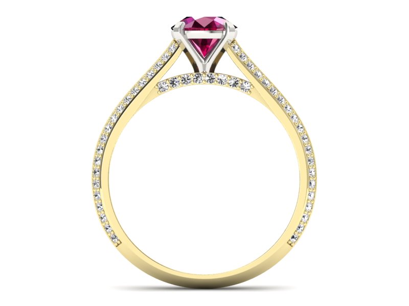 Złoty Pierścionek z rubinem i diamentami - p16657zbr - 2