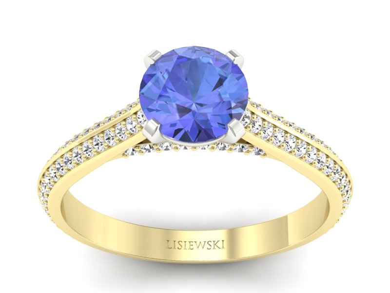 Pierścionek z tanzanitem i brylantami złoto 585 - p16657zbt - 1