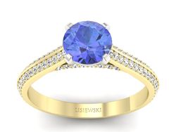 Pierścionek z tanzanitem i brylantami złoto 585 - p16657zbt