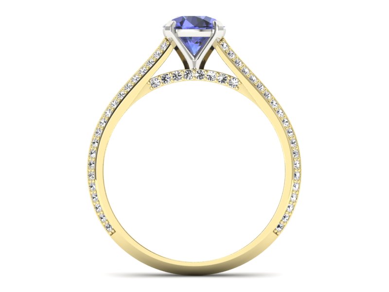 Pierścionek z tanzanitem i brylantami złoto 585 - p16657zbt - 2